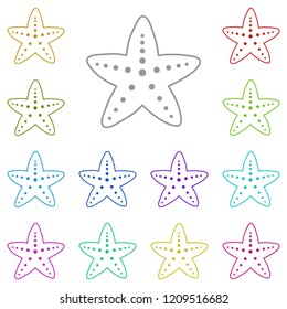 Common starfish or sea star fish marine icon in multi color. Simple glyph vector of summer set for UI and UX, website or mobile application