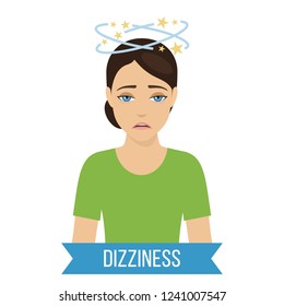 Common symptom of panic disorder - dizziness. Vector