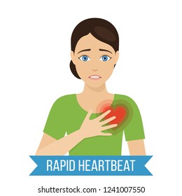 Common Symptom Of Panic Disorder - Rapid Heartbeat. Vector