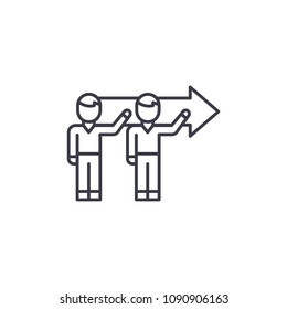Common tandem goal linear icon concept. Common tandem goal line vector sign, symbol, illustration.