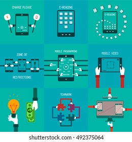 Common vector business concepts set in flat style
