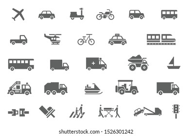 common vehicle icon set flat design