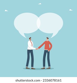 A common vision of business development, cooperation and agreement in achieving goals, teamwork to achieve high results, association and merger, handshake of businessmen and one thought for two.