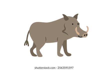 Common warthog cartoon clipart. Warthog vector illustration in flat style. Hand-drawn wild animal concept