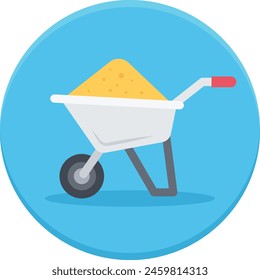 common wheelbarrow concept,  hand-propelled load-bearing vehicle side view vector icon design, Labor Day Symbol, 1st of May Sign,  International Workers Day stock illustration