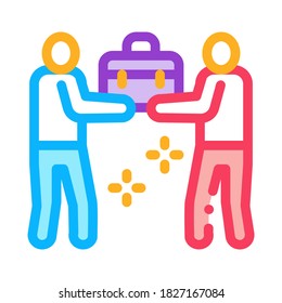 gemeinsame Arbeit von zwei Menschen Symbol Vektorgrafik. gemeinsame Arbeit von zwei Menschen unterschreiben. Illustration von Farbzeichen