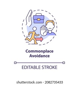 Commonplace Avoidance Concept Icon. Stay Away From Uncomfortable Workplace. Toxic Working Environment Abstract Idea Thin Line Illustration. Vector Isolated Outline Color Drawing. Editable Stroke