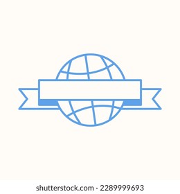 commonwealth day icon, line art symbol of a globe with a ribbon