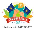 Commonwealth Day Vector Illustration on 24 may of Helps Guide Activities by Commonwealths Organizations with Waving Flag in Flat Cartoon Background