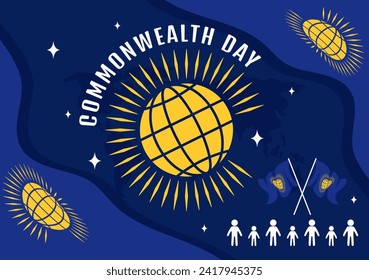 Commonwealth Day Vector Illustration on 24 may of Helps Guide Activities by Commonwealths Organizations with Waving Flag in Flat Cartoon Background