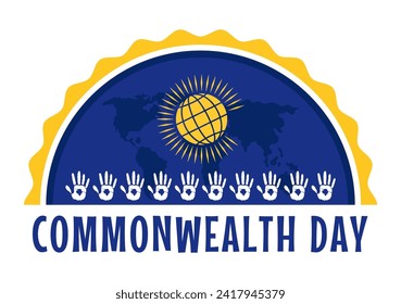 Commonwealth Day-Vektorgrafik am 24. Mai 2009 - Hilfen Leitaktionen von Commonwealths Organisationen mit Wellenflagge auf flatCartoon-Hintergrund