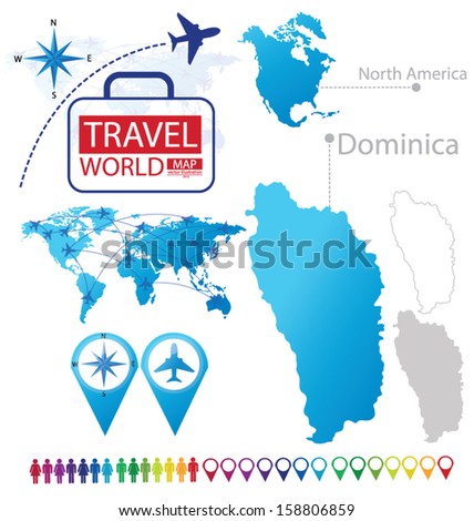 commonwealth dominica north america world map stock vector royalty america world map