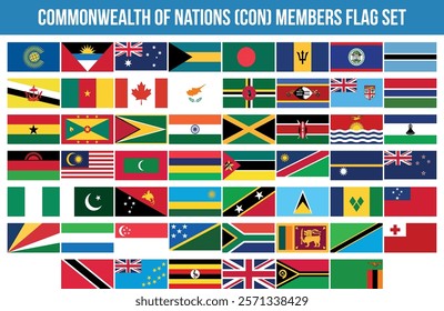 Commonwealth of Nations Flag Set Vector Illustration