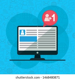 commputer follower website social network media design vector illustration