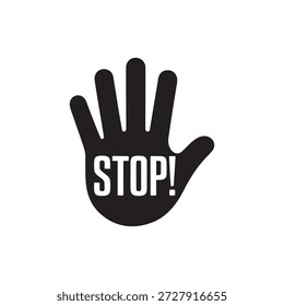 Vermitteln Sie Klarheit und Autorität mit diesem hochwertigen Stopp-Hand-Signal-Vektor. Mit einer fetten, offenen Silhouette ist diese Grafik das universelle Symbol für "Stopp", "Stopp" und "Warnung". Es ist ein wichtiges Merkmal für Sicherheitsbeschilderung, Verkehrsleitillustrationen, Sicherheitsmarken und Anleitungen.