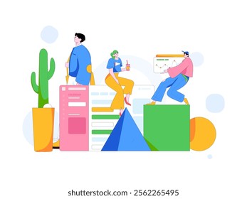 Communicate with consultants flat vector character concept operation hand drawn illustration
