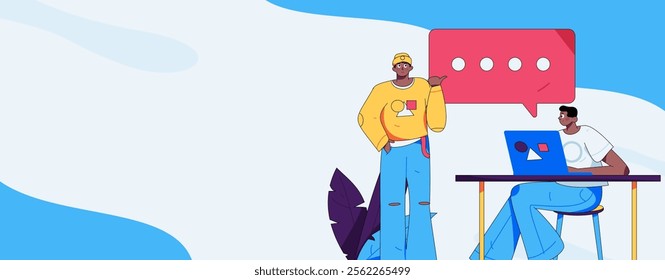 Communicate with consultants flat vector character concept operation hand drawn illustration
