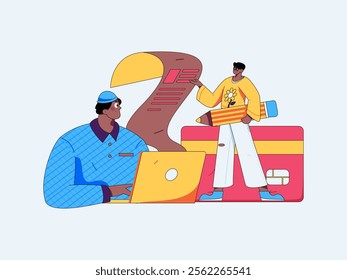 Communicate with consultants flat vector character concept operation hand drawn illustration
