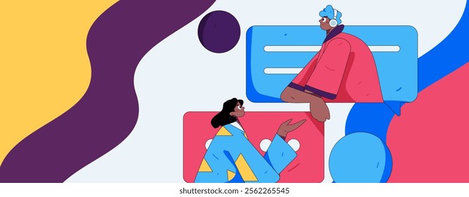 Communicate with consultants flat vector character concept operation hand drawn illustration

