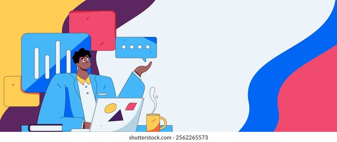 Communicate with consultants flat vector character concept operation hand drawn illustration
