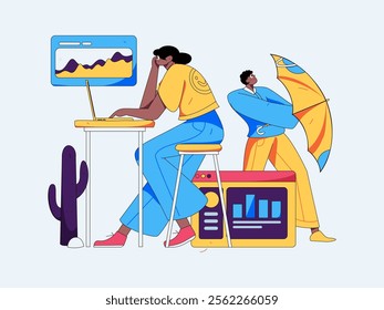 Communicate with consultants flat vector character concept operation hand drawn illustration
