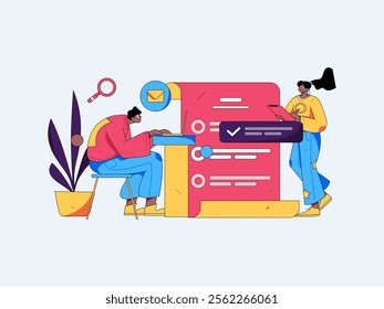 Communicate with consultants flat vector character concept operation hand drawn illustration
