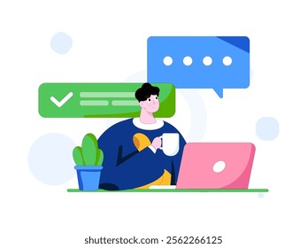 Communicate with consultants flat vector character concept operation hand drawn illustration
