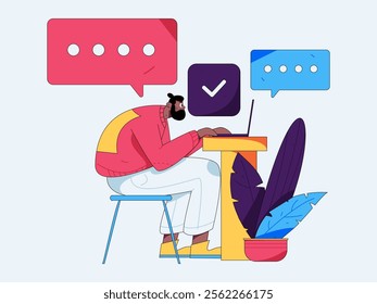 Communicate with consultants flat vector character concept operation hand drawn illustration
