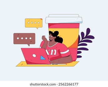 Communicate with consultants flat vector character concept operation hand drawn illustration
