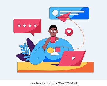 Communicate with consultants flat vector character concept operation hand drawn illustration
