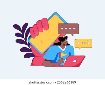 Communicate with consultants flat vector character concept operation hand drawn illustration
