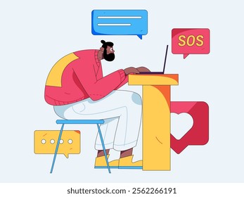 Communicate with consultants flat vector character concept operation hand drawn illustration
