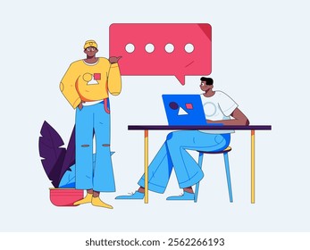 Communicate with consultants flat vector character concept operation hand drawn illustration
