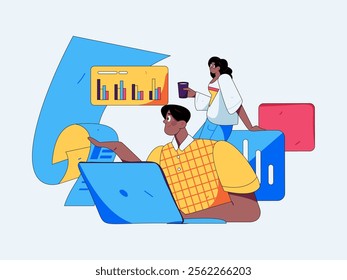 Communicate with consultants flat vector character concept operation hand drawn illustration
