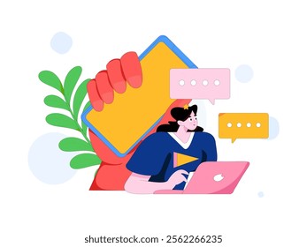Communicate with consultants flat vector character concept operation hand drawn illustration
