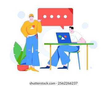 Communicate with consultants flat vector character concept operation hand drawn illustration
