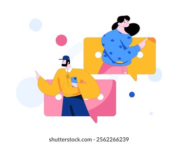 Communicate with consultants flat vector character concept operation hand drawn illustration
