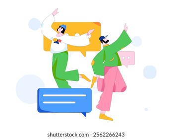 Communicate with consultants flat vector character concept operation hand drawn illustration
