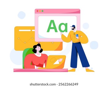 Communicate with consultants flat vector character concept operation hand drawn illustration
