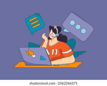 Communicate with consultants flat vector character concept operation hand drawn illustration
