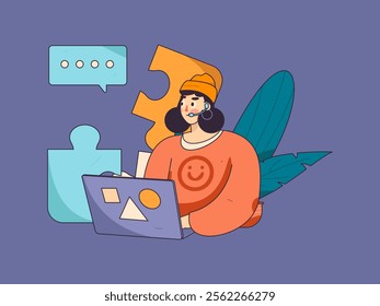 Communicate with consultants flat vector character concept operation hand drawn illustration
