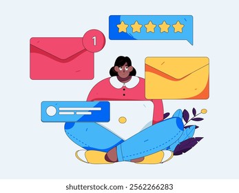 Communicate with consultants flat vector character concept operation hand drawn illustration
