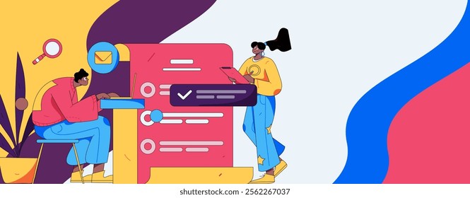 Communicate with consultants flat vector character concept operation hand drawn illustration
