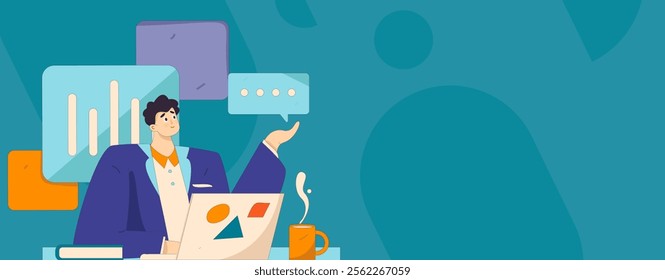 Communicate with consultants flat vector character concept operation hand drawn illustration
