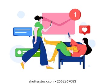 Communicate with consultants flat vector character concept operation hand drawn illustration
