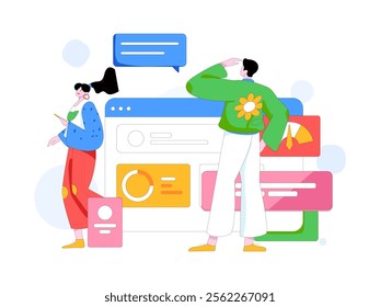 Communicate with consultants flat vector character concept operation hand drawn illustration
