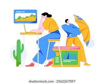 Communicate with consultants flat vector character concept operation hand drawn illustration
