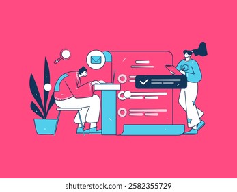 Communicate with consultants flat vector character concept operation hand drawn illustration