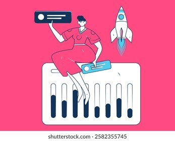Communicate with consultants flat vector character concept operation hand drawn illustration