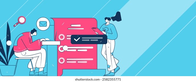 Communicate with consultants flat vector character concept operation hand drawn illustration